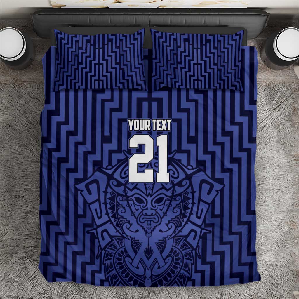 Custom Basketball New Zealand Bedding Set Blue Maori Ta Moko Indigenous - Polynesian Pride