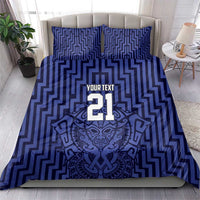 Custom Basketball New Zealand Bedding Set Blue Maori Ta Moko Indigenous - Polynesian Pride