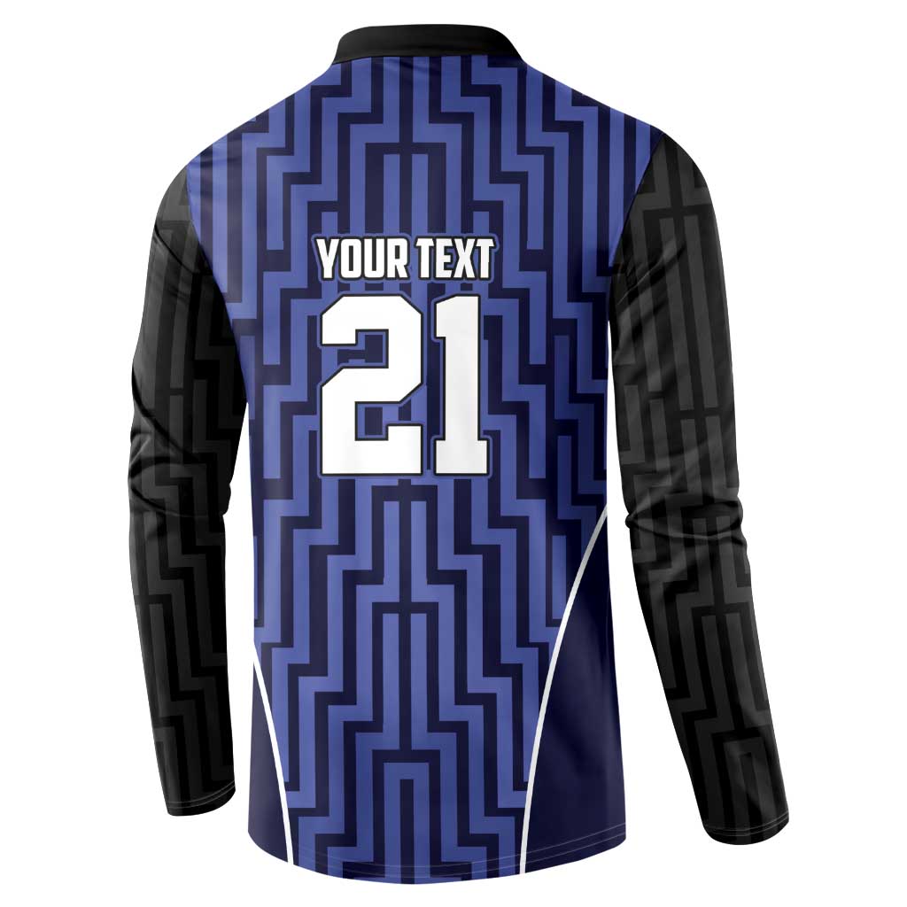 Custom Basketball New Zealand Button Sweatshirt Blue Maori Ta Moko Indigenous - Polynesian Pride