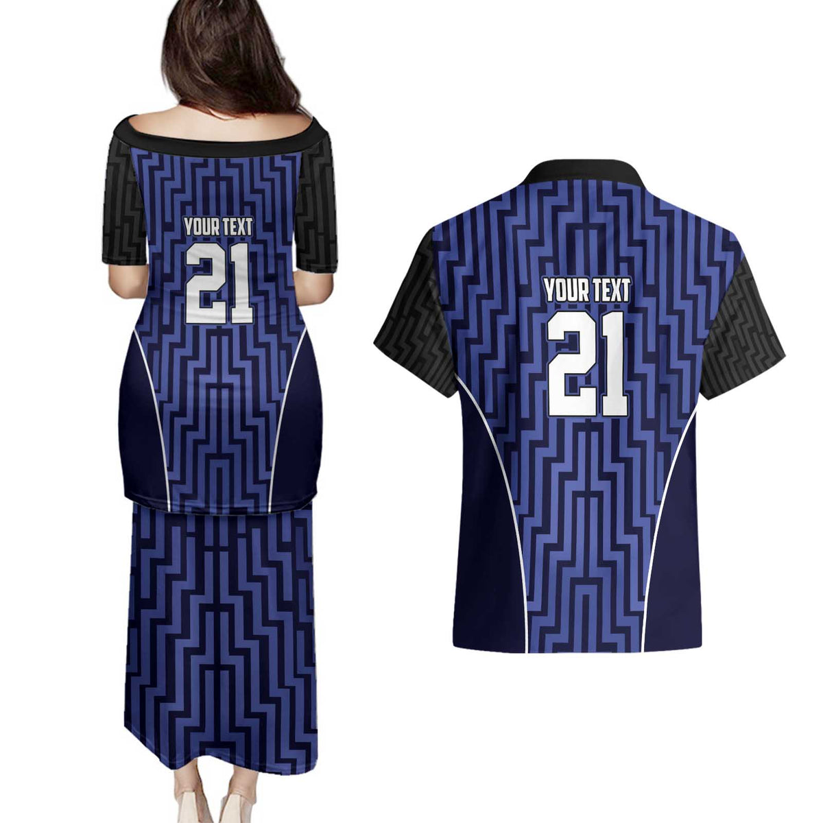 Custom Basketball New Zealand Couples Matching Puletasi and Hawaiian Shirt Blue Maori Ta Moko Indigenous - Polynesian Pride