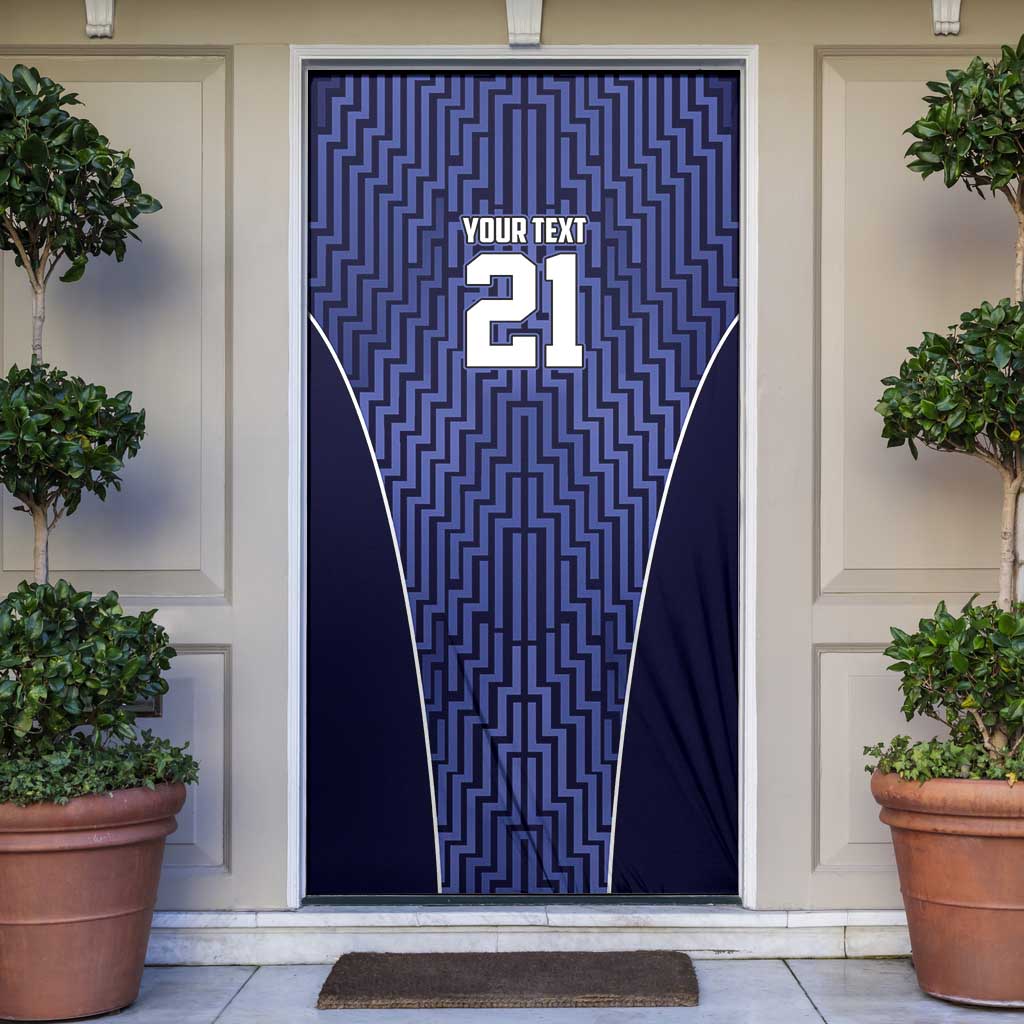 Custom Basketball New Zealand Door Cover Blue Maori Ta Moko Indigenous LT9 Blue - Polynesian Pride