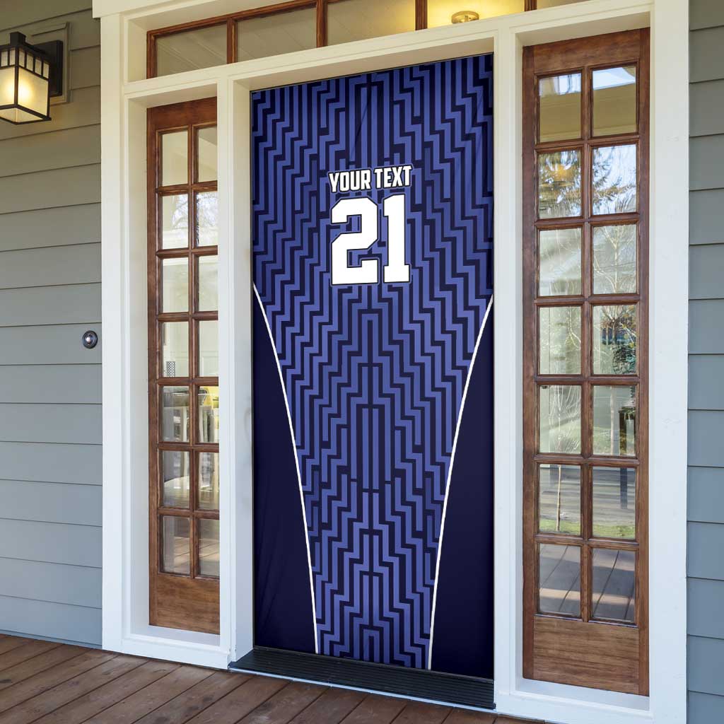 Custom Basketball New Zealand Door Cover Blue Maori Ta Moko Indigenous LT9 - Polynesian Pride