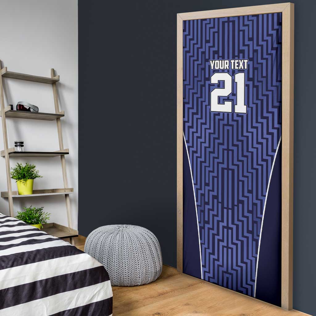 Custom Basketball New Zealand Door Cover Blue Maori Ta Moko Indigenous LT9 - Polynesian Pride