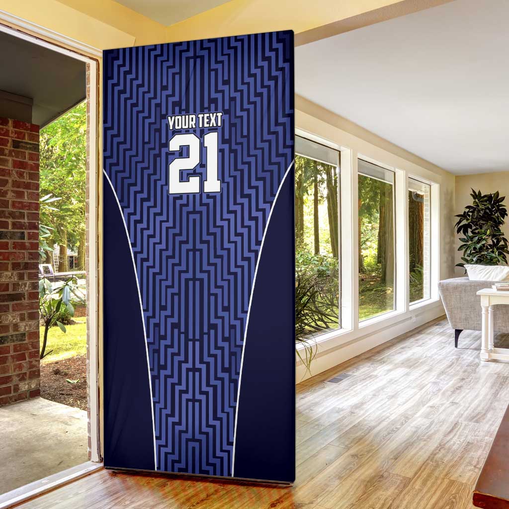 Custom Basketball New Zealand Door Cover Blue Maori Ta Moko Indigenous LT9 - Polynesian Pride