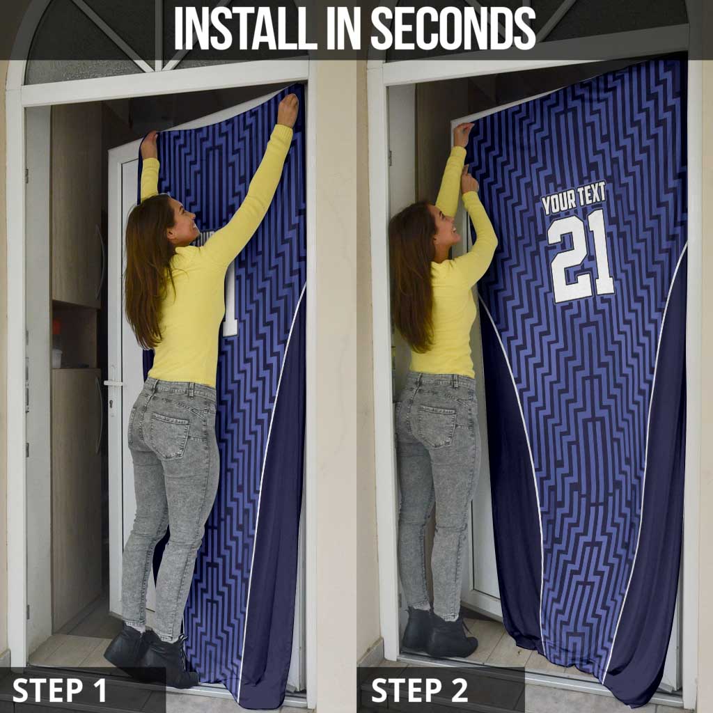 Custom Basketball New Zealand Door Cover Blue Maori Ta Moko Indigenous LT9 - Polynesian Pride