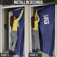 Custom Basketball New Zealand Door Cover Blue Maori Ta Moko Indigenous LT9 - Polynesian Pride