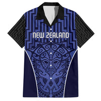 Custom Basketball New Zealand Hawaiian Shirt Blue Maori Ta Moko Indigenous LT9 Blue - Polynesian Pride