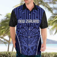 Custom Basketball New Zealand Hawaiian Shirt Blue Maori Ta Moko Indigenous LT9 - Polynesian Pride