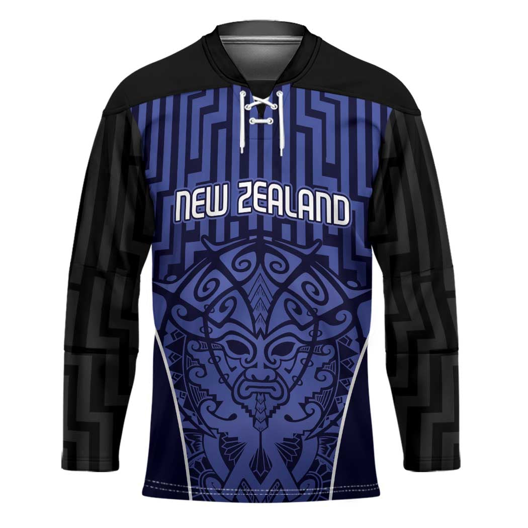 Custom Basketball New Zealand Hockey Jersey Blue Maori Ta Moko Indigenous LT9 Unisex Blue - Polynesian Pride