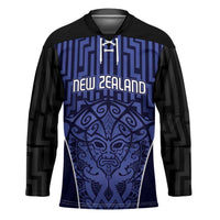 Custom Basketball New Zealand Hockey Jersey Blue Maori Ta Moko Indigenous LT9 Unisex Blue - Polynesian Pride