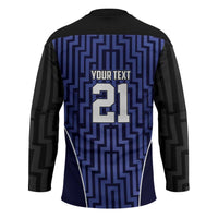 Custom Basketball New Zealand Hockey Jersey Blue Maori Ta Moko Indigenous LT9 - Polynesian Pride