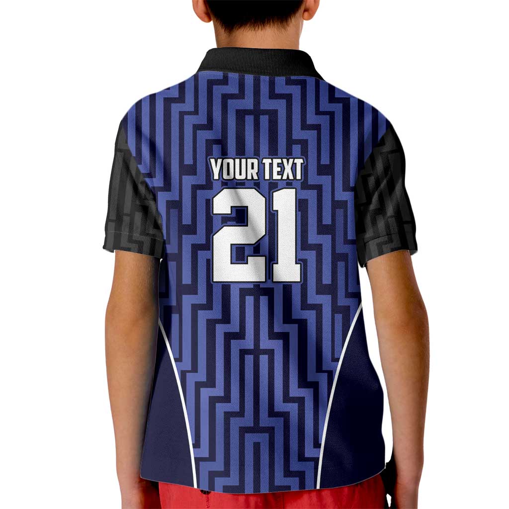 Custom Basketball New Zealand Kid Polo Shirt Blue Maori Ta Moko Indigenous LT9 - Polynesian Pride