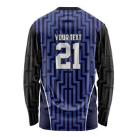 Custom Basketball New Zealand Long Sleeve Shirt Blue Maori Ta Moko Indigenous - Polynesian Pride