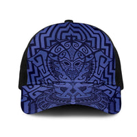 Basketball New Zealand Mesh Trucker Cap Blue Maori Ta Moko Indigenous - Polynesian Pride