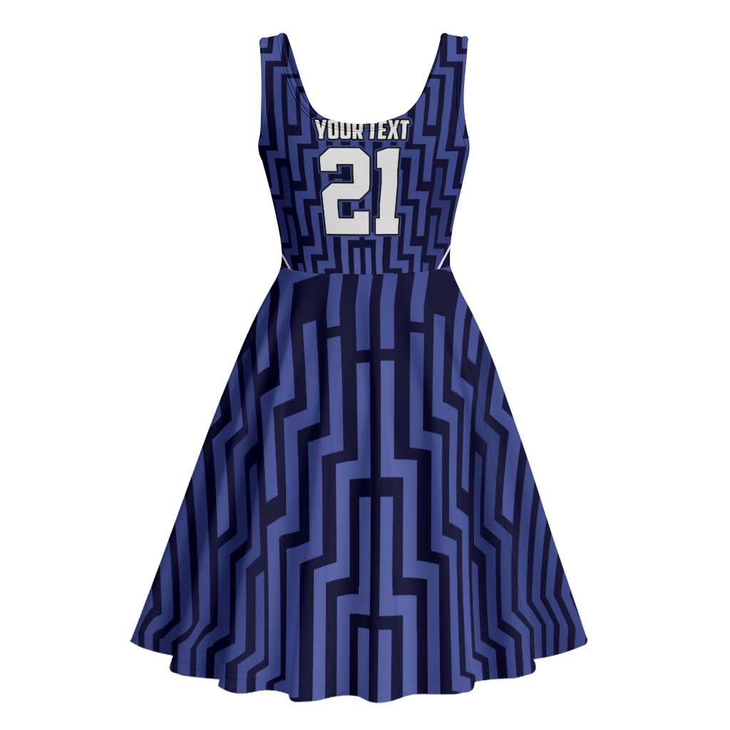 Custom Basketball New Zealand Midi Dress Blue Maori Ta Moko Indigenous LT9 - Polynesian Pride