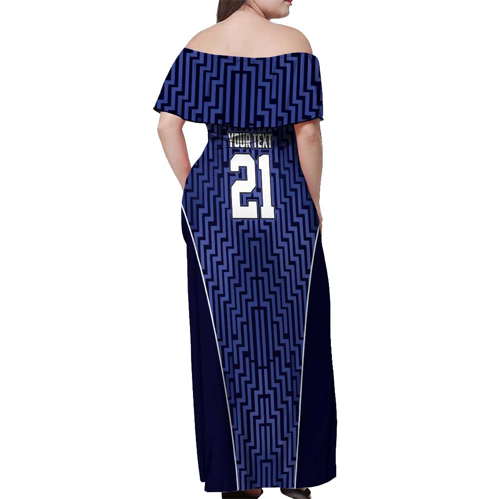 Custom Basketball New Zealand Off Shoulder Maxi Dress Blue Maori Ta Moko Indigenous LT9 - Polynesian Pride