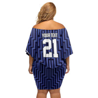 Custom Basketball New Zealand Off Shoulder Short Dress Blue Maori Ta Moko Indigenous LT9 - Polynesian Pride