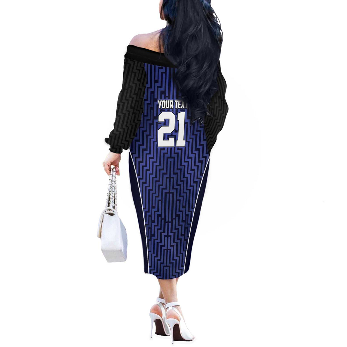 Custom Basketball New Zealand Off The Shoulder Long Sleeve Dress Blue Maori Ta Moko Indigenous LT9 - Polynesian Pride