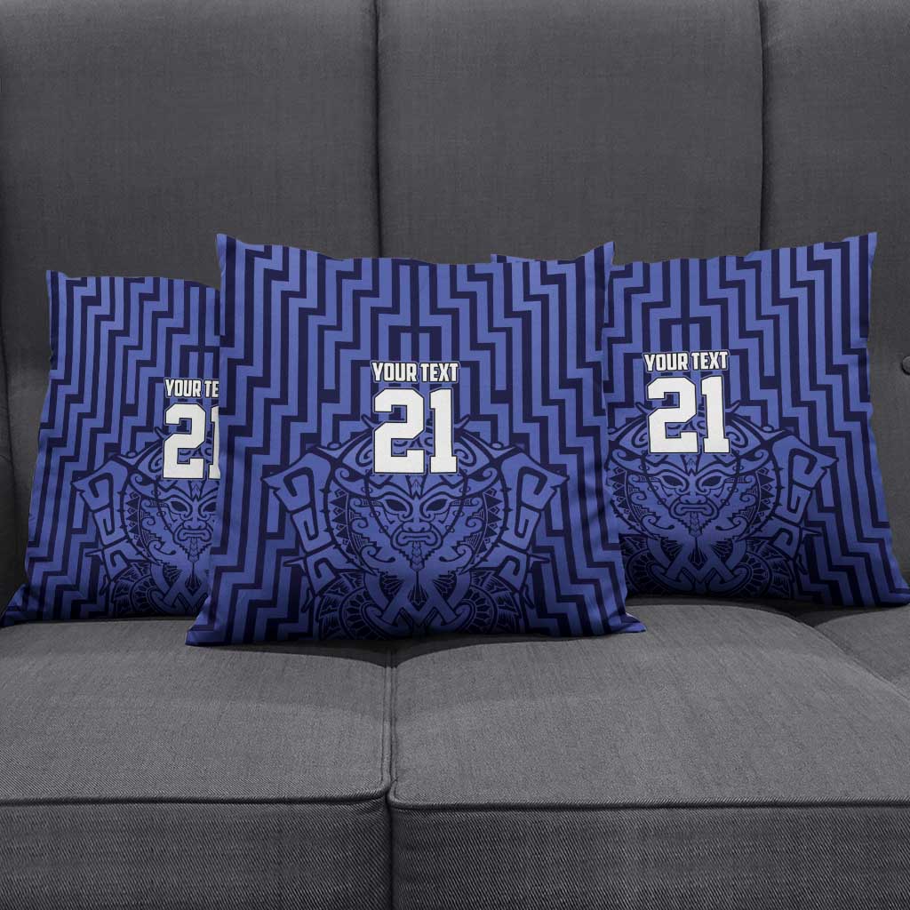 Custom Basketball New Zealand Pillow Cover Blue Maori Ta Moko Indigenous - Polynesian Pride