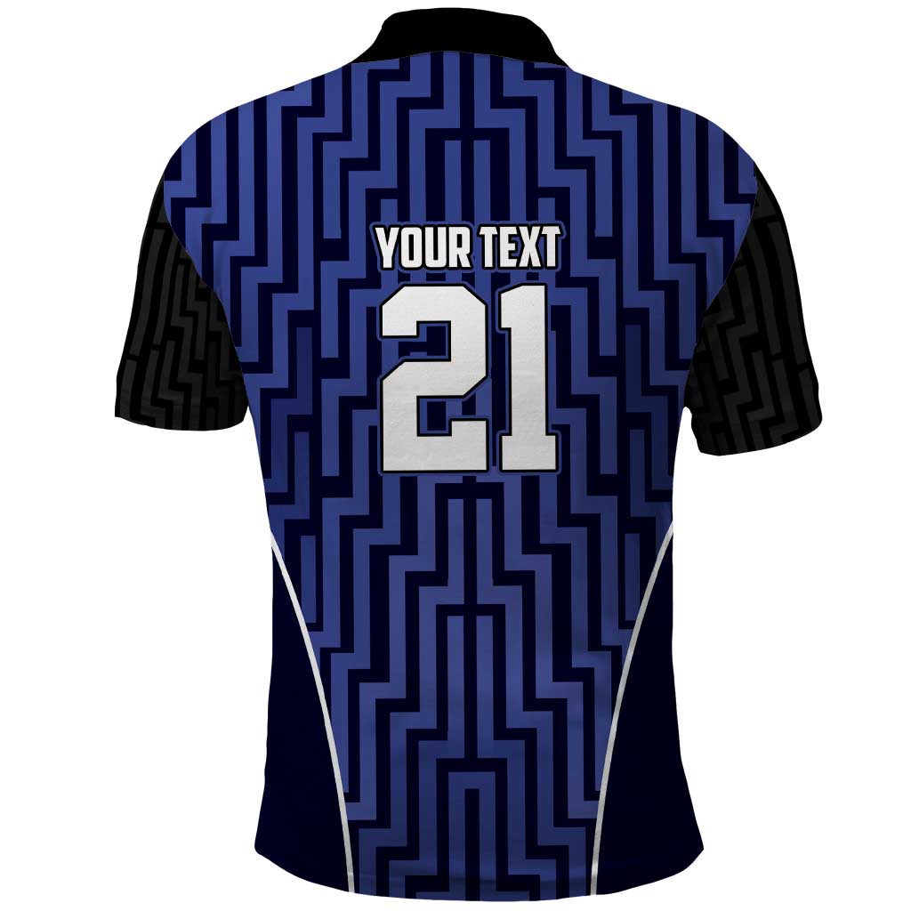 Custom Basketball New Zealand Polo Shirt Blue Maori Ta Moko Indigenous LT9 - Polynesian Pride