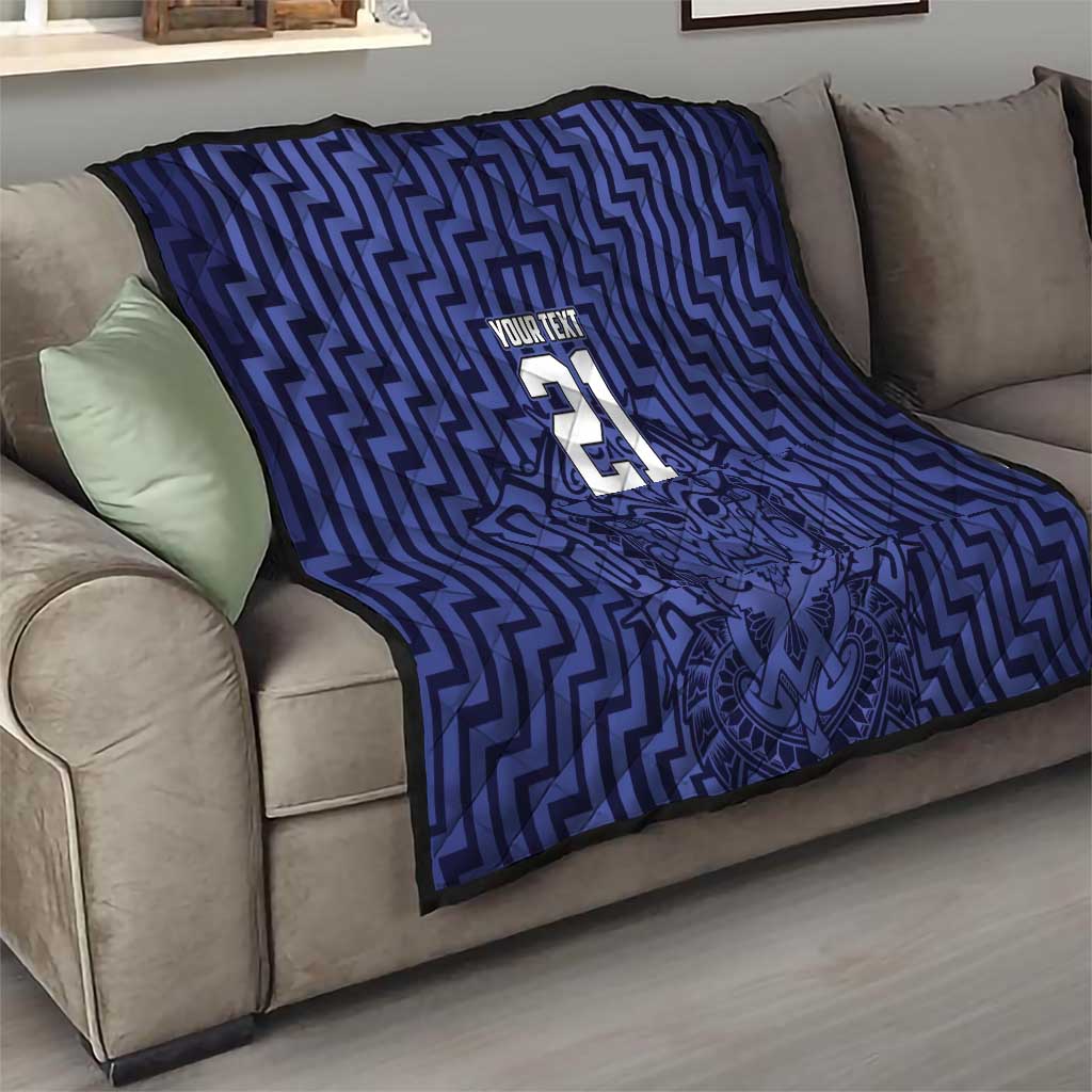 Custom Basketball New Zealand Quilt Blue Maori Ta Moko Indigenous - Polynesian Pride