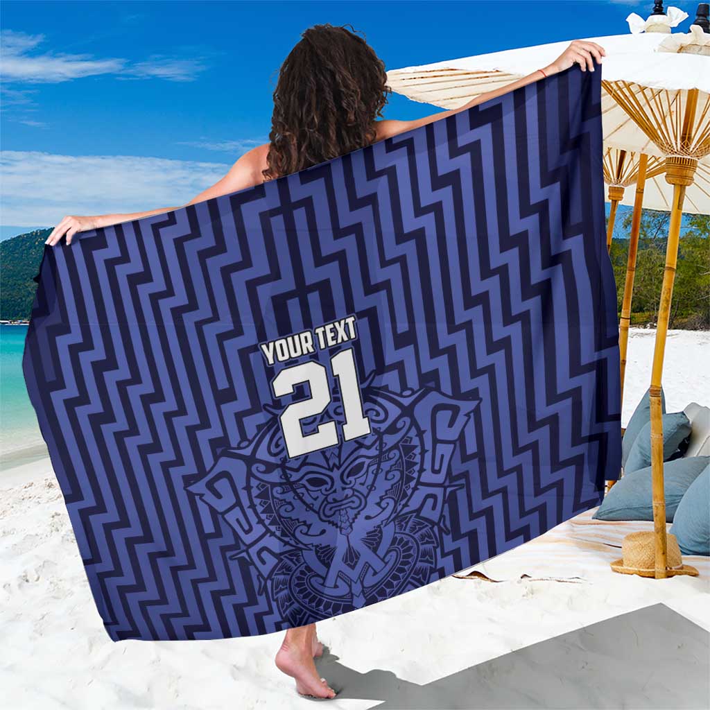 Custom Basketball New Zealand Sarong Blue Maori Ta Moko Indigenous - Polynesian Pride