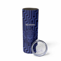 Custom Basketball New Zealand Skinny Tumbler Blue Maori Ta Moko Indigenous LT9 - Polynesian Pride