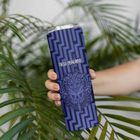 Custom Basketball New Zealand Skinny Tumbler Blue Maori Ta Moko Indigenous LT9 - Polynesian Pride