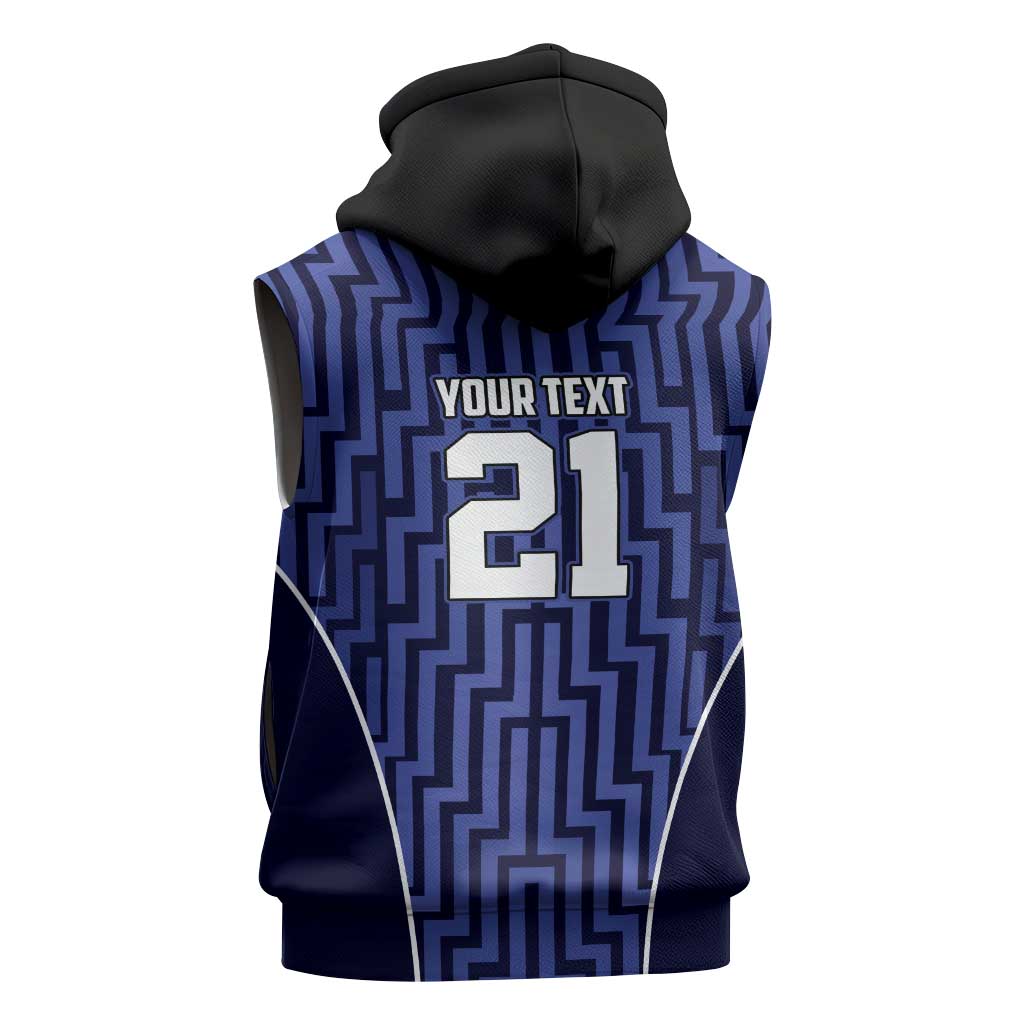 Custom Basketball New Zealand Sleeveless Hoodie Blue Maori Ta Moko Indigenous LT9 - Polynesian Pride