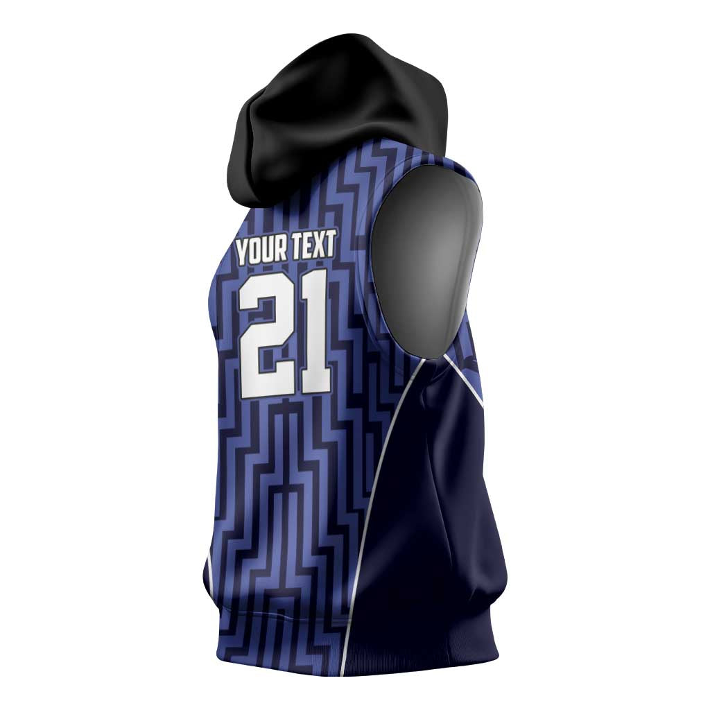 Custom Basketball New Zealand Sleeveless Hoodie Blue Maori Ta Moko Indigenous LT9 - Polynesian Pride