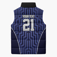 Custom Basketball New Zealand Sleeveless Puffer Jacket Blue Maori Ta Moko Indigenous - Polynesian Pride