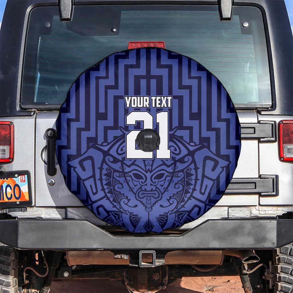 Custom Basketball New Zealand Spare Tire Cover Blue Maori Ta Moko Indigenous LT9 Blue - Polynesian Pride
