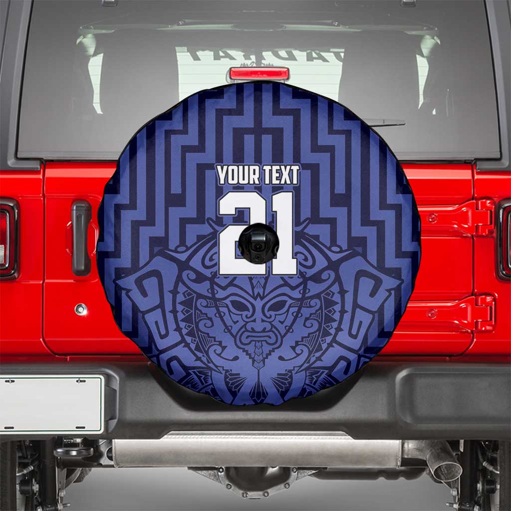 Custom Basketball New Zealand Spare Tire Cover Blue Maori Ta Moko Indigenous LT9 - Polynesian Pride