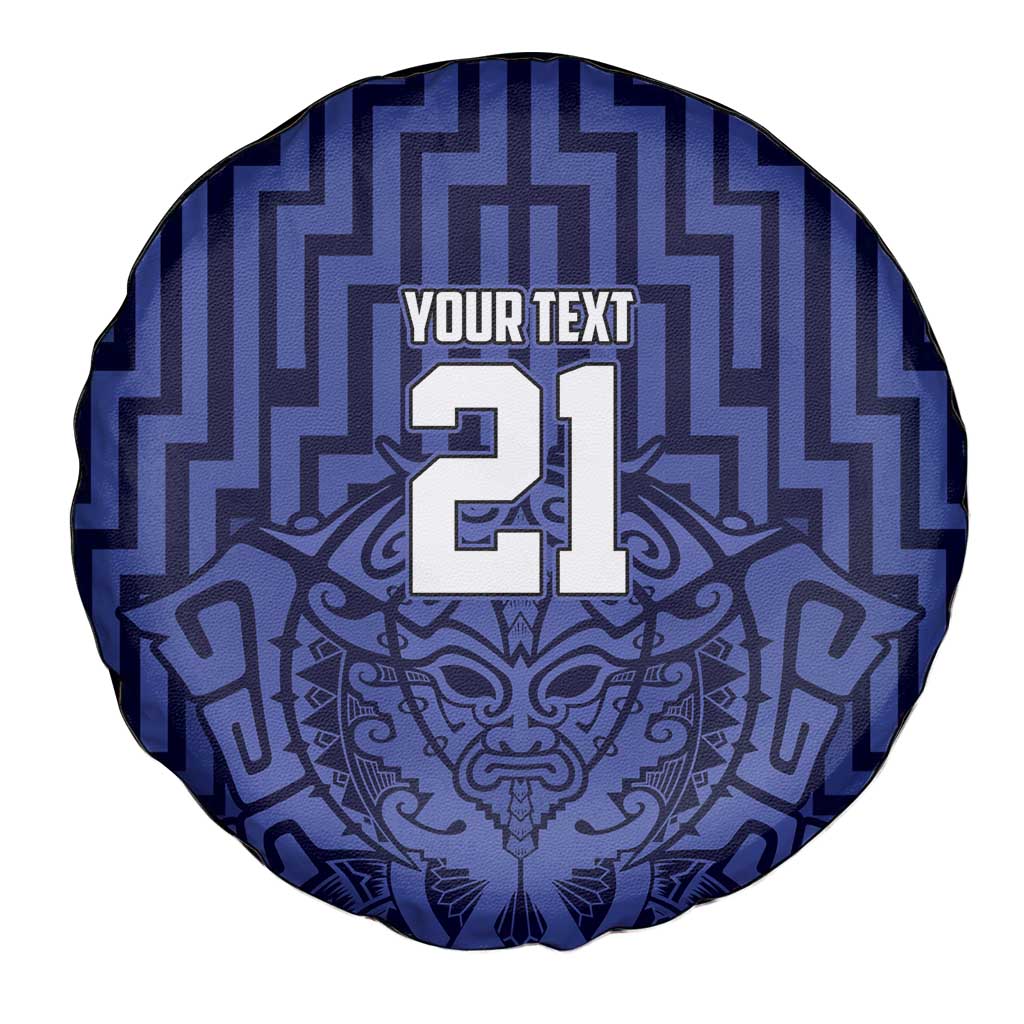 Custom Basketball New Zealand Spare Tire Cover Blue Maori Ta Moko Indigenous LT9 - Polynesian Pride