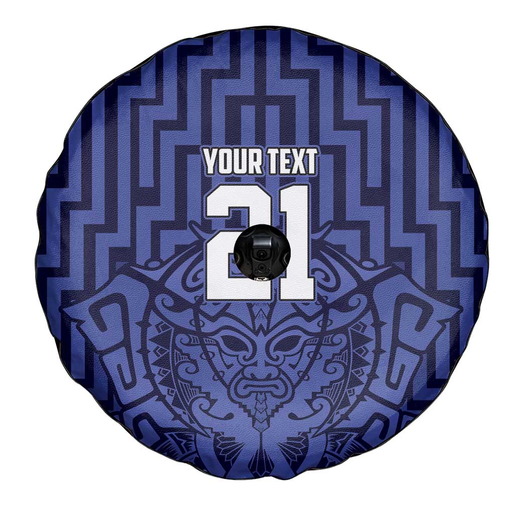 Custom Basketball New Zealand Spare Tire Cover Blue Maori Ta Moko Indigenous LT9 - Polynesian Pride