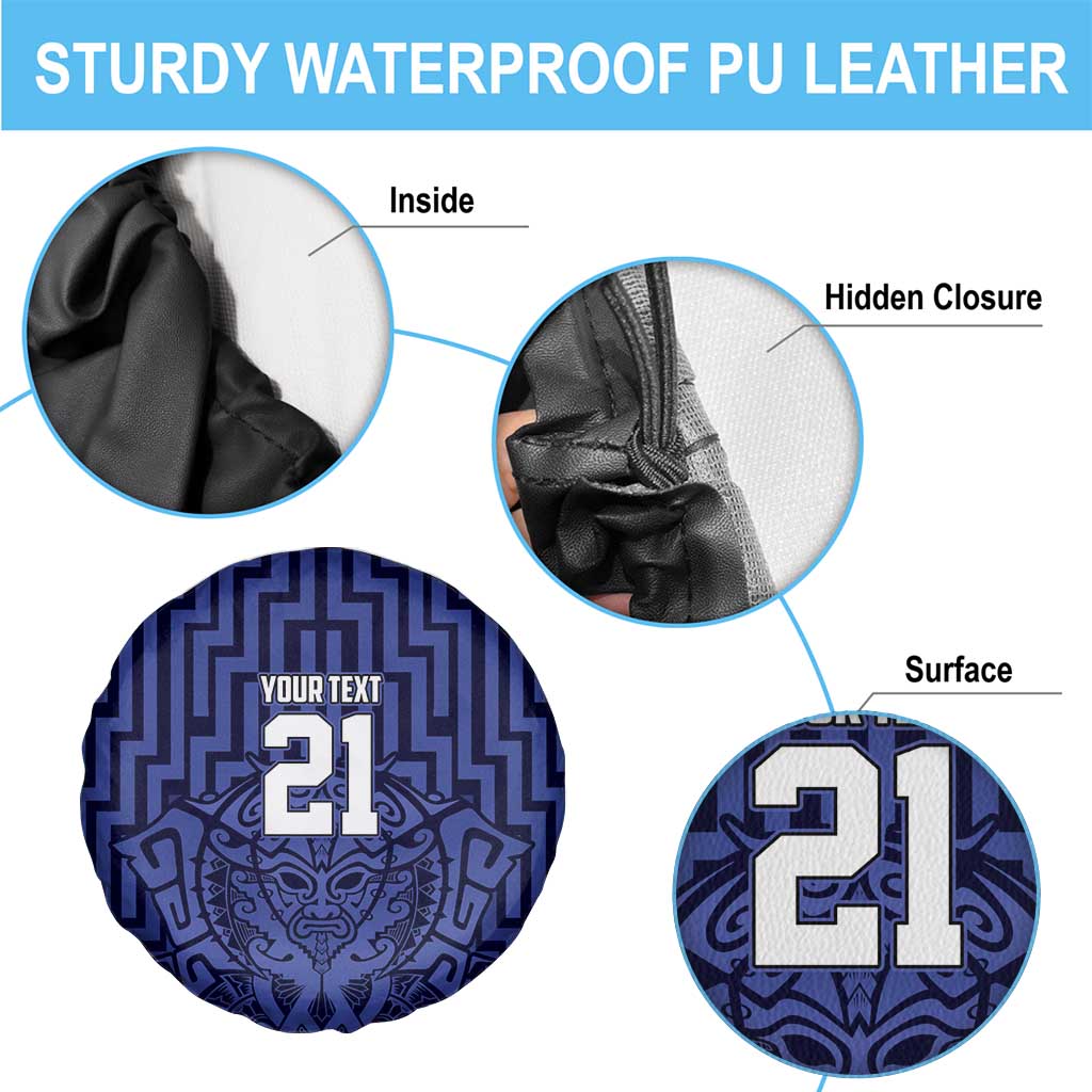 Custom Basketball New Zealand Spare Tire Cover Blue Maori Ta Moko Indigenous LT9 - Polynesian Pride