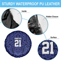 Custom Basketball New Zealand Spare Tire Cover Blue Maori Ta Moko Indigenous LT9 - Polynesian Pride