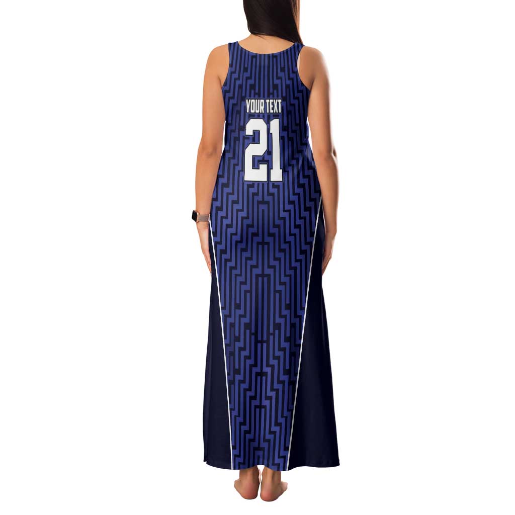 Custom Basketball New Zealand Tank Maxi Dress Blue Maori Ta Moko Indigenous LT9 - Polynesian Pride