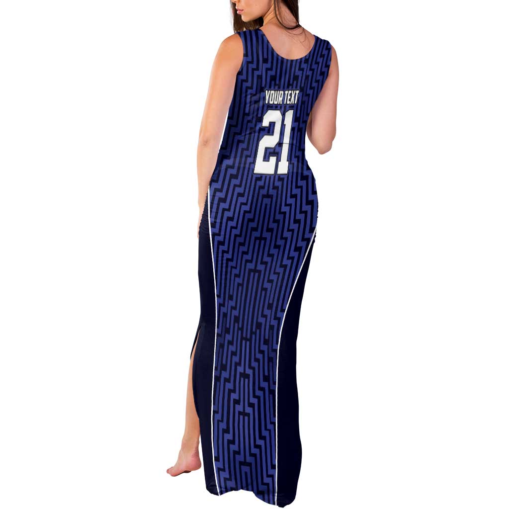 Custom Basketball New Zealand Tank Maxi Dress Blue Maori Ta Moko Indigenous LT9 - Polynesian Pride
