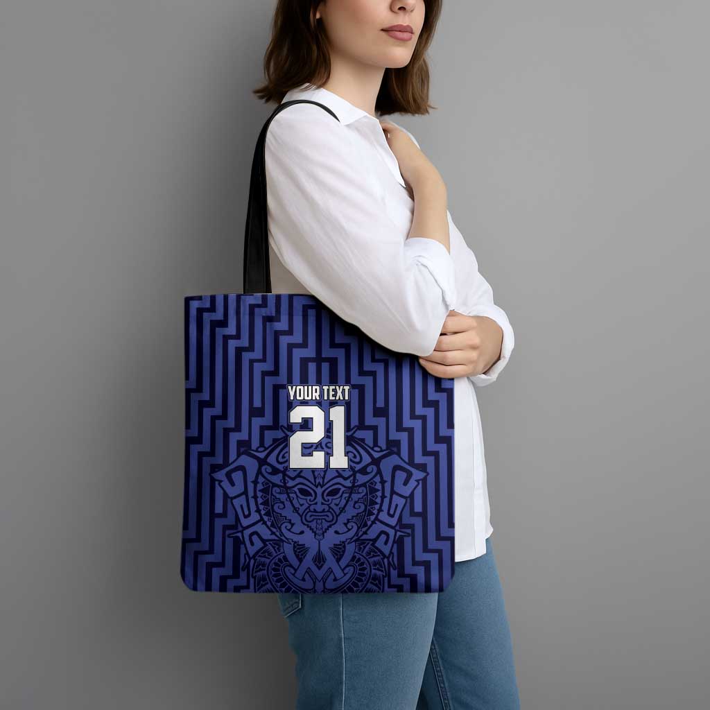 Custom Basketball New Zealand Tote Bag Blue Maori Ta Moko Indigenous - Polynesian Pride
