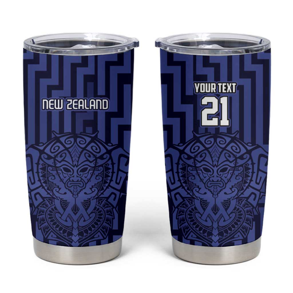Custom Basketball New Zealand Tumbler Cup Blue Maori Ta Moko Indigenous LT9 Blue - Polynesian Pride
