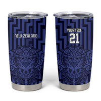 Custom Basketball New Zealand Tumbler Cup Blue Maori Ta Moko Indigenous LT9 Blue - Polynesian Pride