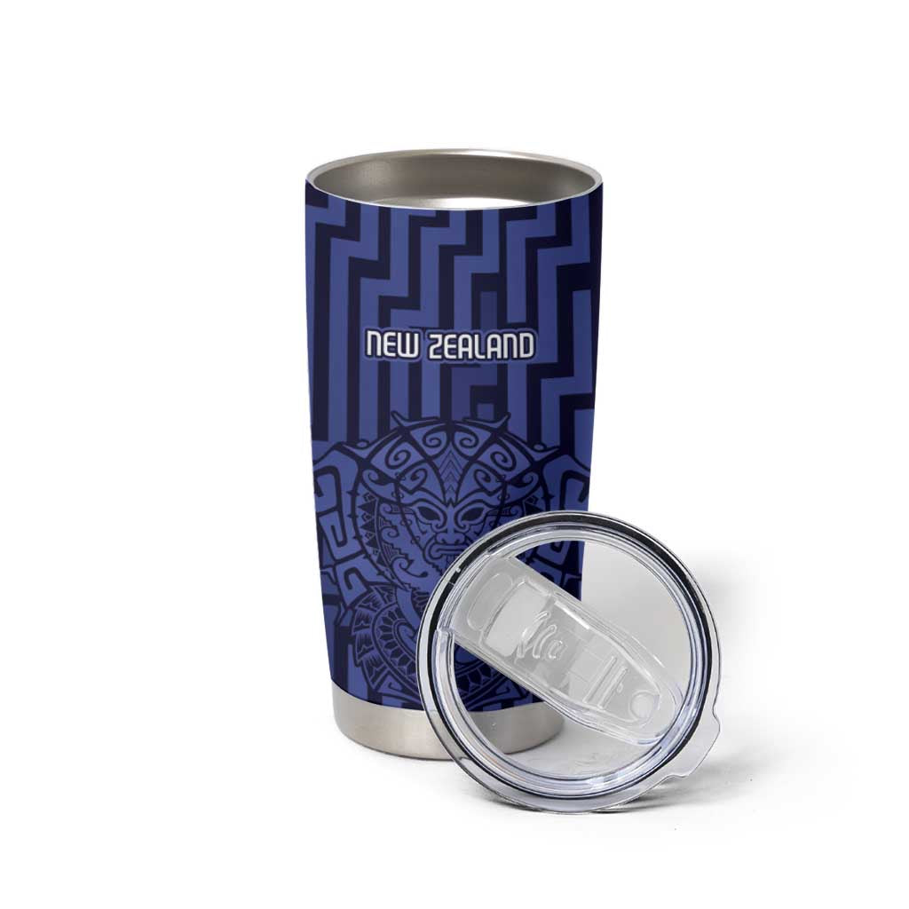 Custom Basketball New Zealand Tumbler Cup Blue Maori Ta Moko Indigenous LT9 - Polynesian Pride