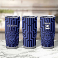 Custom Basketball New Zealand Tumbler Cup Blue Maori Ta Moko Indigenous LT9 - Polynesian Pride