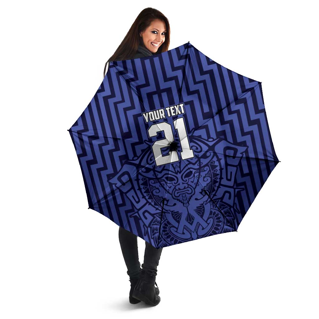 Custom Basketball New Zealand Umbrella Blue Maori Ta Moko Indigenous - Polynesian Pride