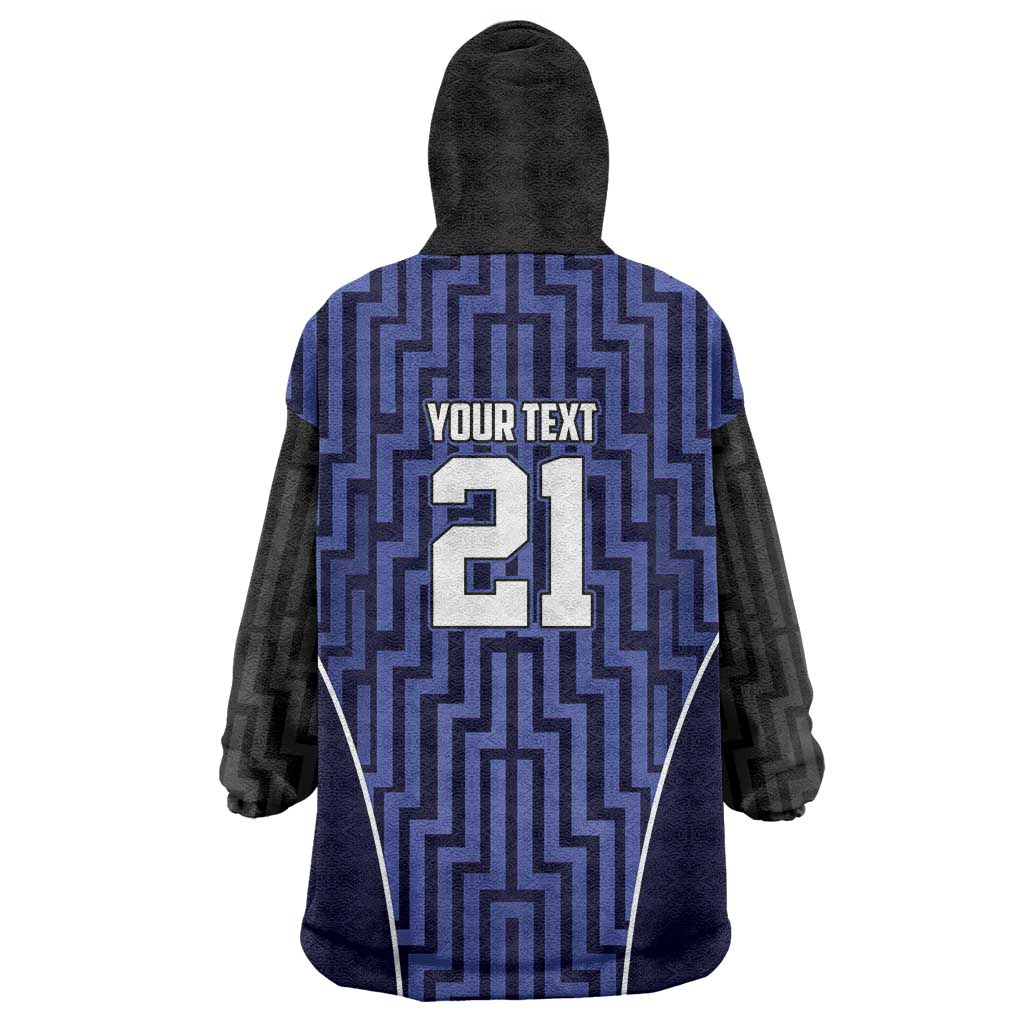 Custom Basketball New Zealand Wearable Blanket Hoodie Blue Maori Ta Moko Indigenous LT9 - Polynesian Pride