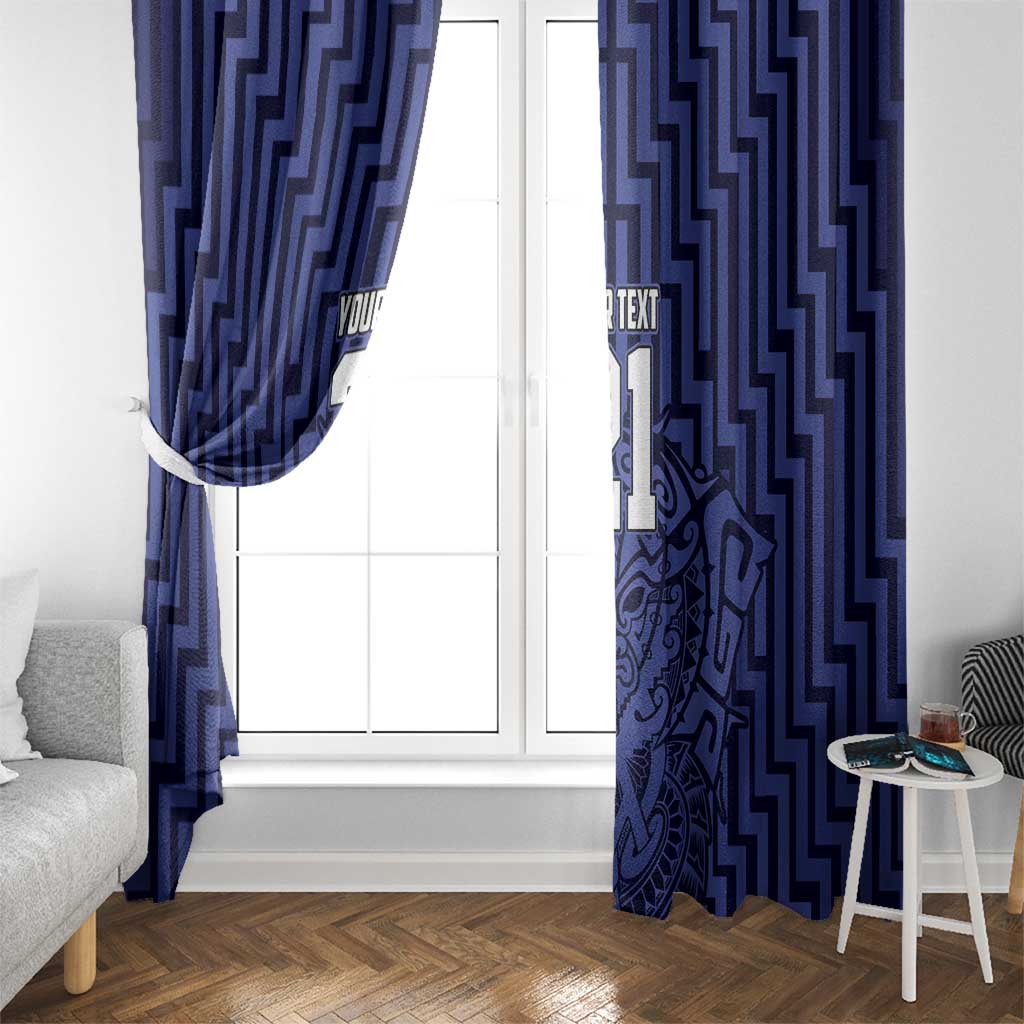 Custom Basketball New Zealand Window Curtain Blue Maori Ta Moko Indigenous - Polynesian Pride