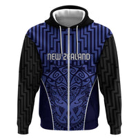 Custom Basketball New Zealand Zip Hoodie Blue Maori Ta Moko Indigenous LT9 Zip Hoodie Blue - Polynesian Pride
