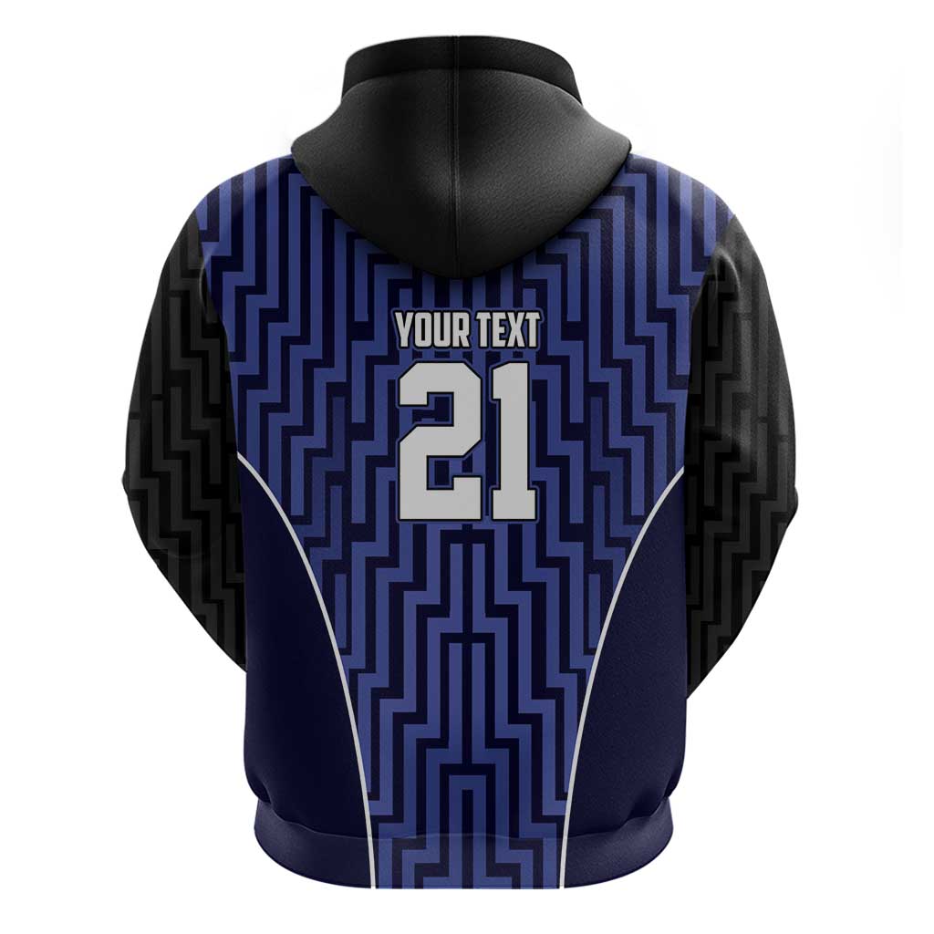 Custom Basketball New Zealand Zip Hoodie Blue Maori Ta Moko Indigenous LT9 - Polynesian Pride