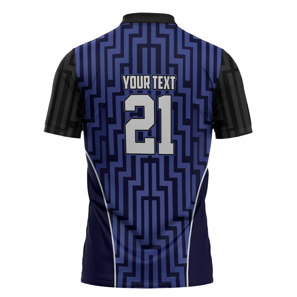 Custom Basketball New Zealand Zipper Polo Shirt Blue Maori Ta Moko Indigenous LT9 - Polynesian Pride